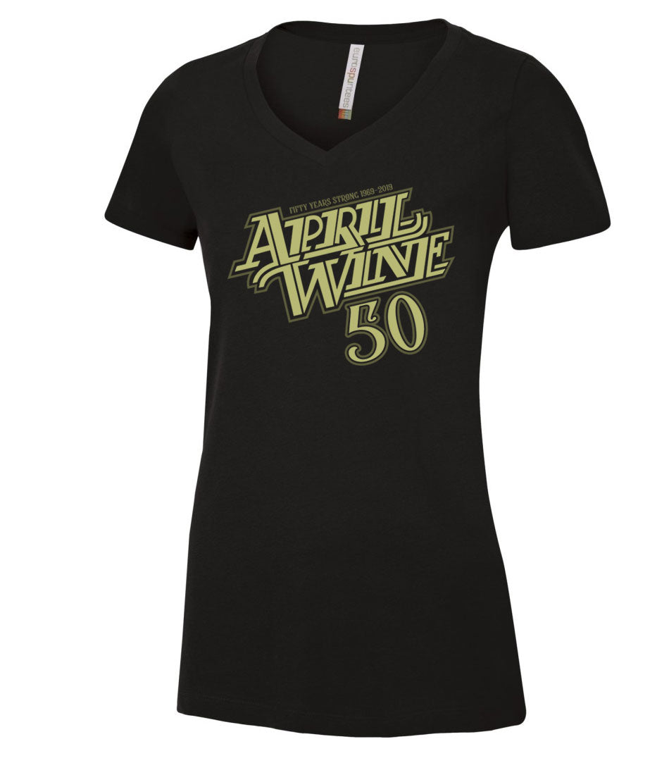 April Wine 50 Two Sided Ladies V-neck