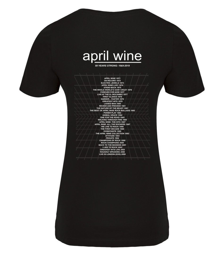 April Wine 50 Two Sided Ladies V-neck